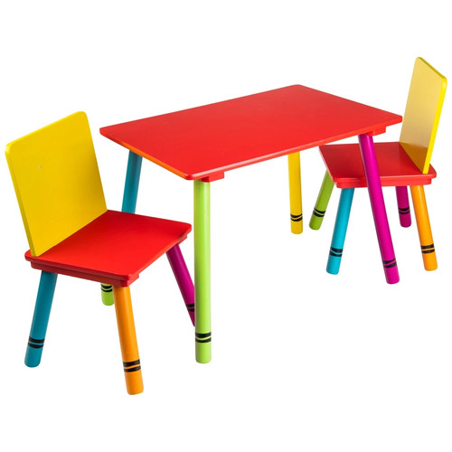 Wooden crayon table and - wooden, chairs