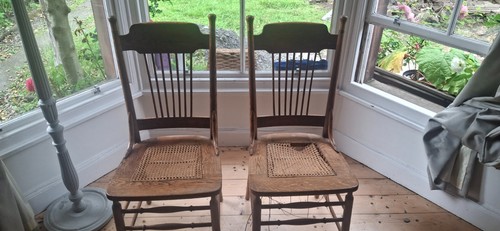 Arts and crafts oak chairs