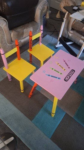 Wooden crayon table and chairs - wooden,